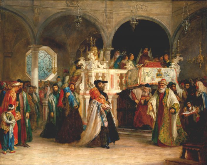Solomon_Alexander_Hart_-_The_Feast_of_the_Rejoicing_of_the_Law_at_the_Synagogue_in_Leghorn,_Italy_-_Google_Art_Project שמחת תורה